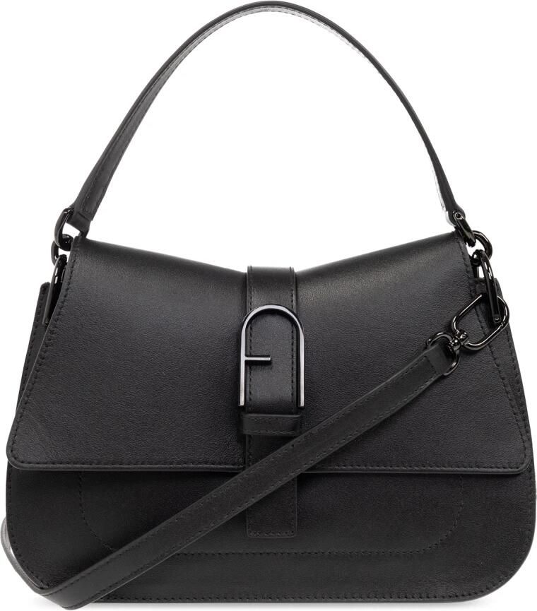 Furla Zwarte Schoudertas met Klep Sluiting Black Dames - Foto 8