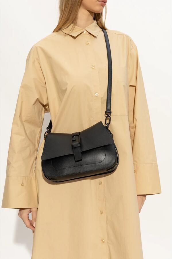 Furla Zwarte Schoudertas met Klep Sluiting Black Dames - Foto 6