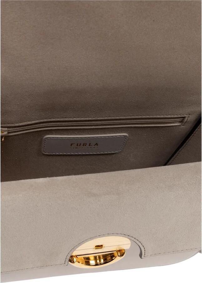 Furla Taupe Leren Schoudertas met Boule Slot Beige Dames - Foto 4
