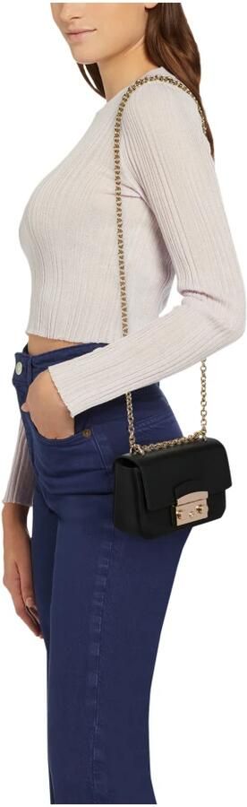 Furla Zwarte Leren Schoudertas met Verstelbare Band Black Dames - Foto 12