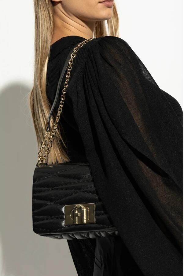 Furla Gewatteerde Zwarte Crossbody Tas met Draaislot Black Dames - Foto 6