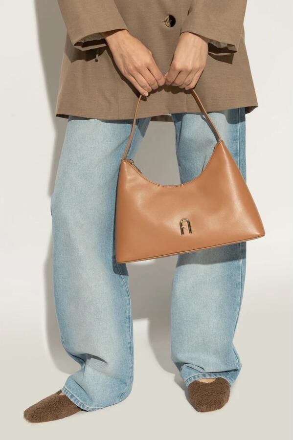 Furla Brandy Diamond S Leren Schoudertas Brown Dames - Foto 10