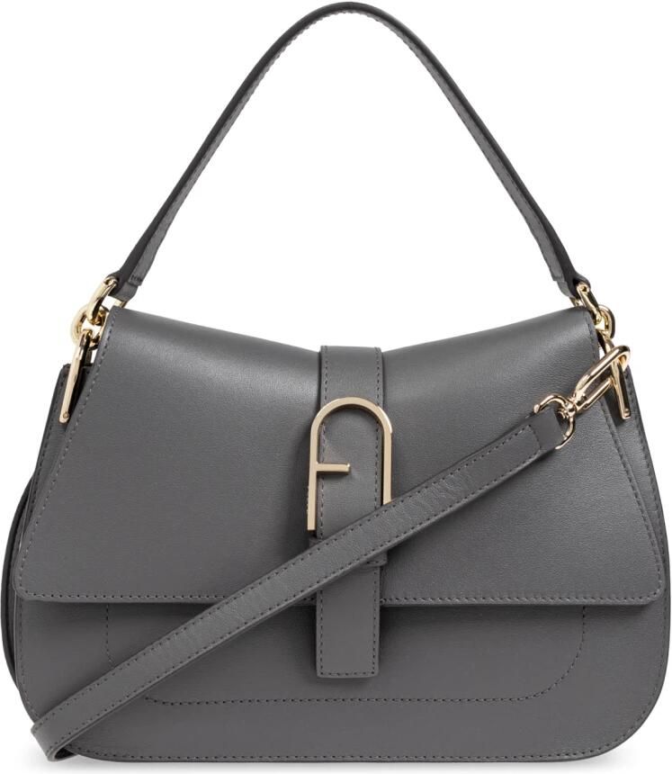 Furla Crossbody bags Flow M Top Handle in donkergrijs
