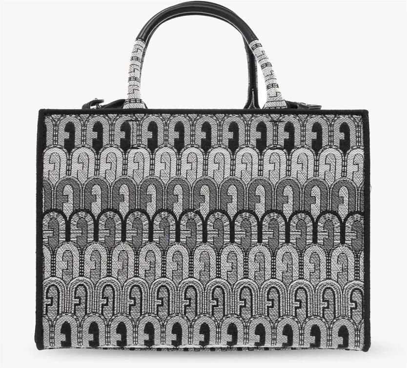 Furla Grijze Shopper van Gerecycled Stof met All-Over Logo Motief Grijs Dames - Foto 2