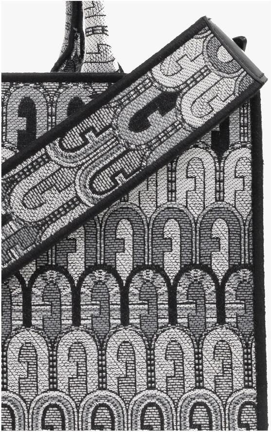 Furla Grijze Shopper van Gerecycled Stof met All-Over Logo Motief Grijs Dames - Foto 8