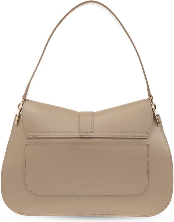 Furla Elegante Gebogen Lijnen Leren Tas Beige Dames - Foto 2