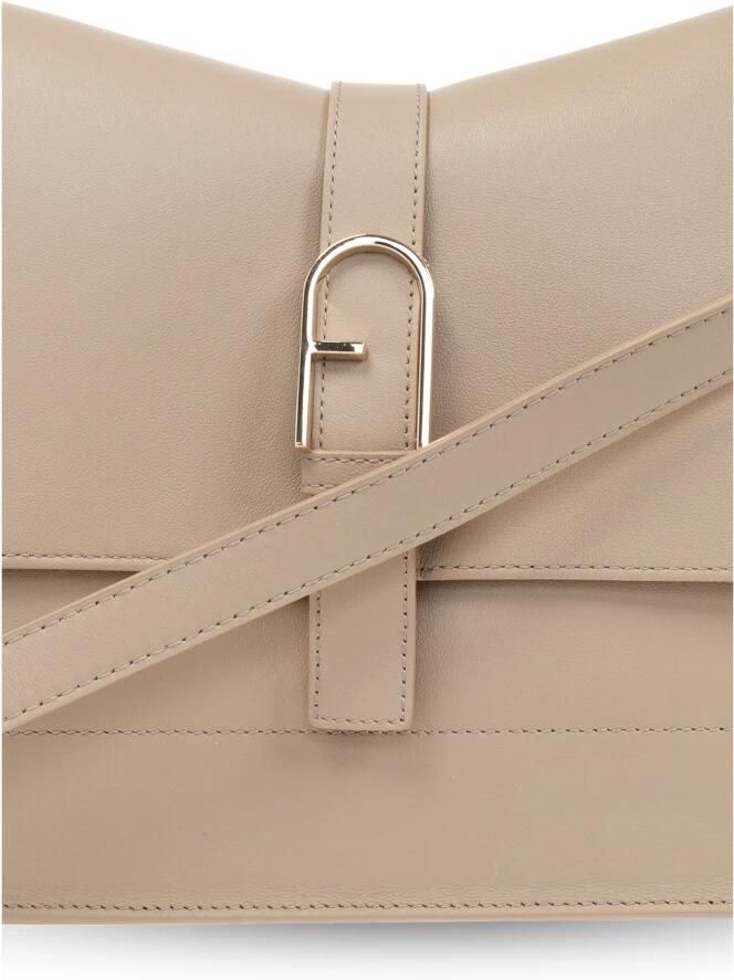 Furla Elegante Gebogen Lijnen Leren Tas Beige Dames - Foto 3