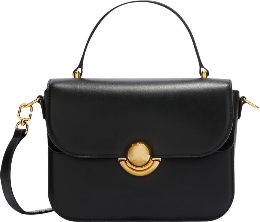 Furla Zwarte Schoudertas met Gouden Bol Black Dames