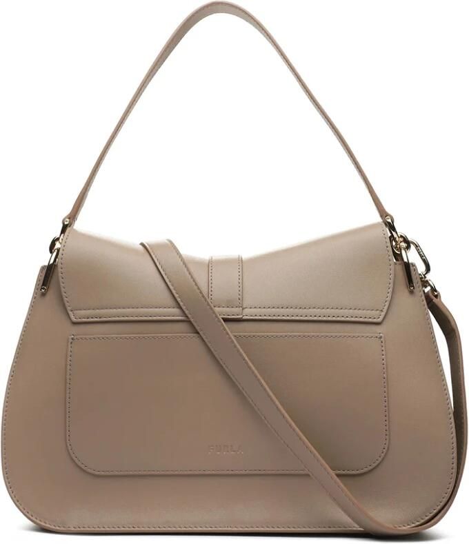 Furla Elegante Gebogen Lijnen Leren Tas Beige Dames - Foto 7