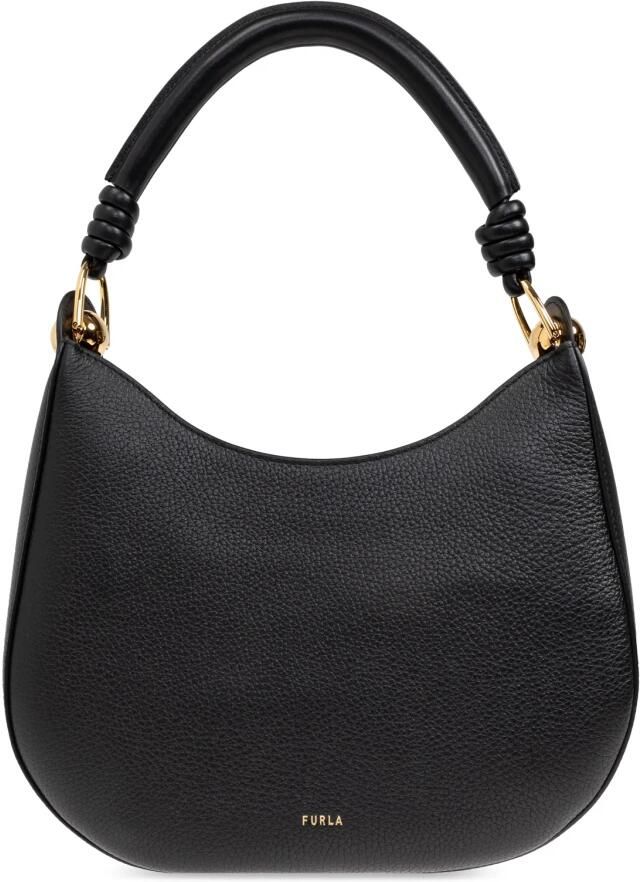 Furla Zwarte leren schoudertas met gouden rits Black Dames - Foto 8