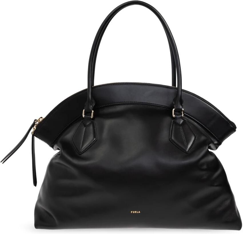Furla Zwarte Erica Handtas met Architectonisch Ontwerp Black Dames
