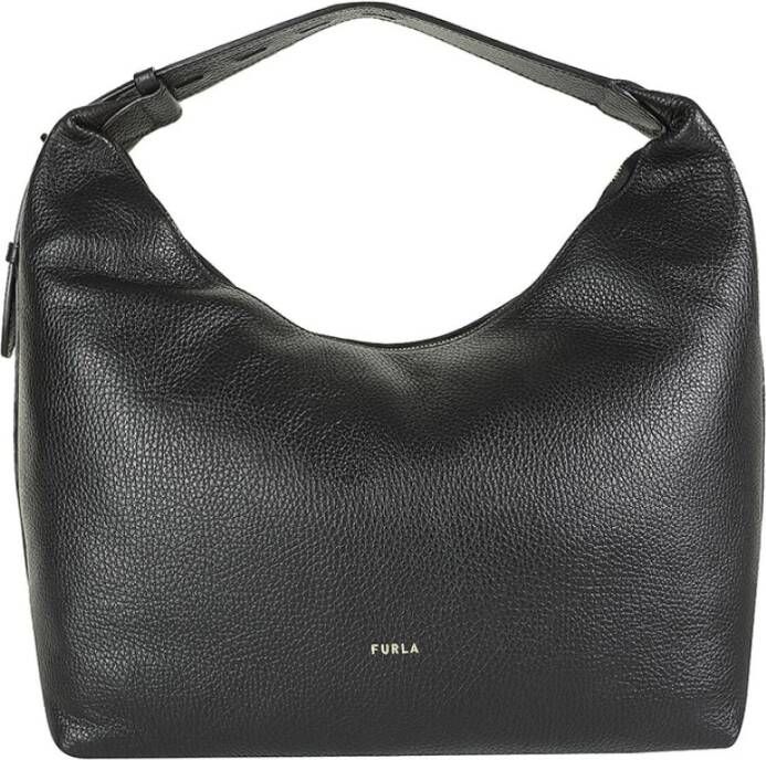 Furla Klassieke Zwarte Leren Hobo Tas Zwart Dames