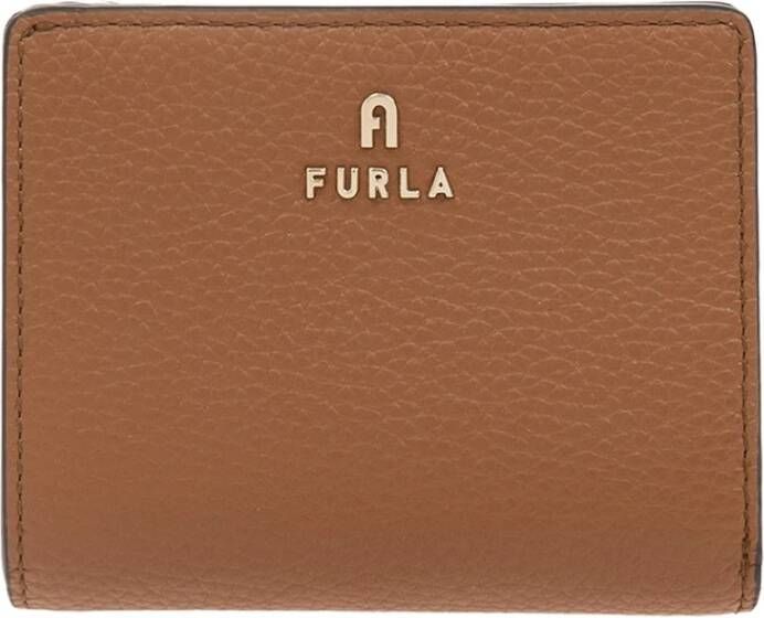 Furla Leren portemonnee met logo Brown Dames