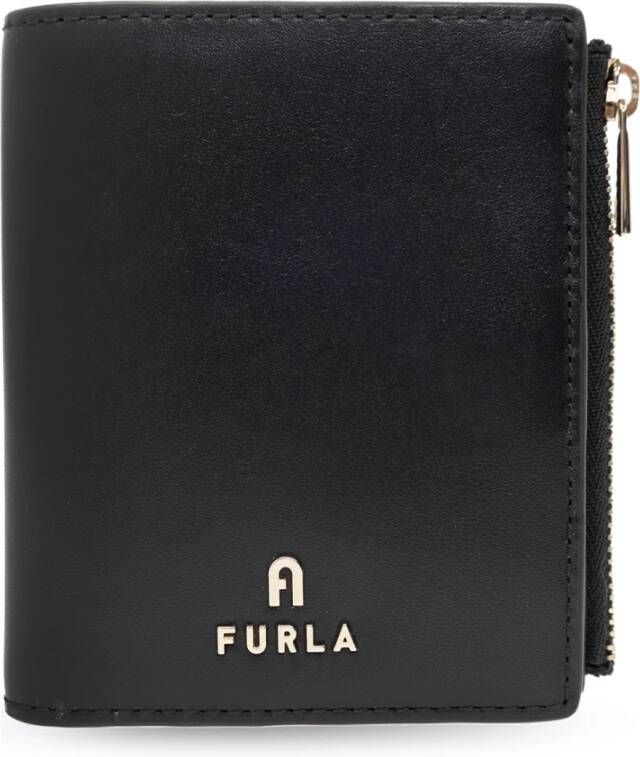 Furla Leren portemonnee met logo Zwart Dames