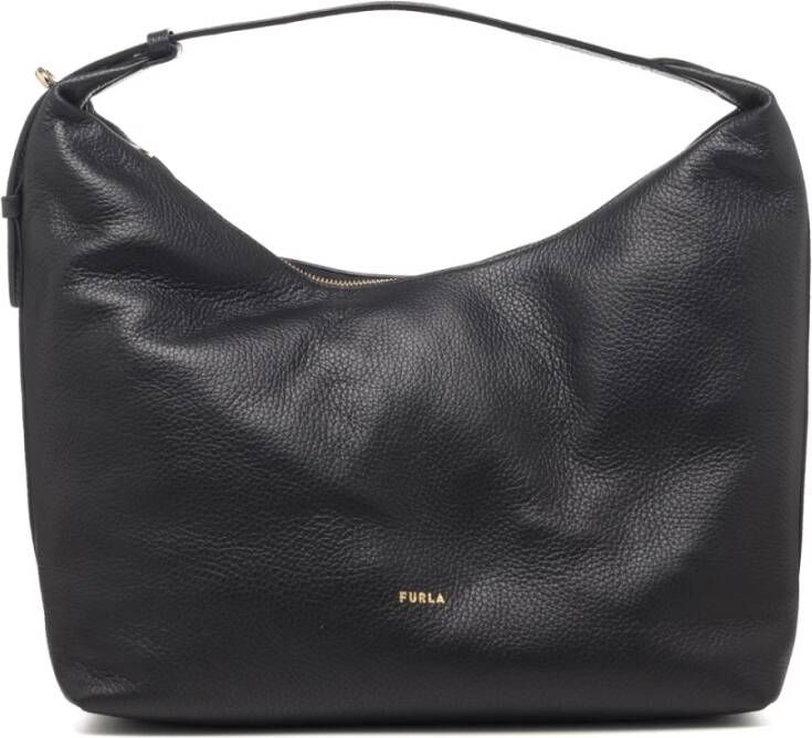 Furla Klassieke Zwarte Leren Hobo Tas Zwart Dames