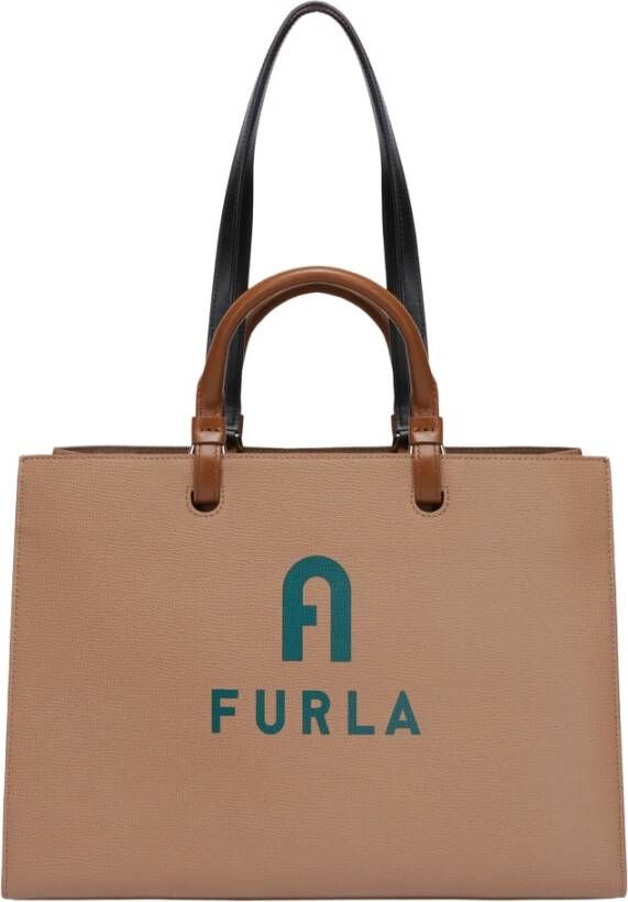 Furla Varsity Style Large shopper bag Beige Dames