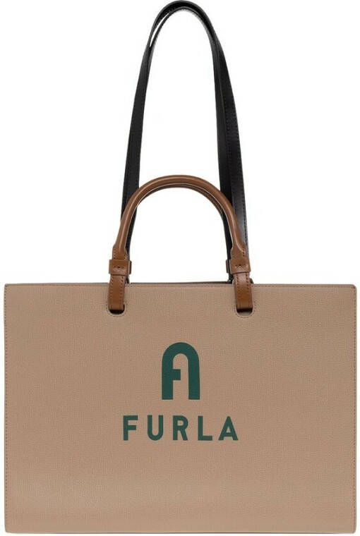 Furla Varsity Style Large shopper bag Beige Dames