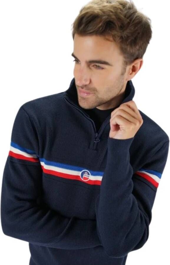 Fusalp Navy Intarsia Gebreide Trui Blauw Heren