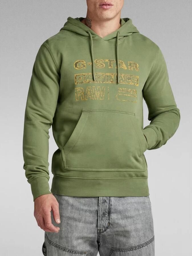 G-Star RAW Distressed Originals Hoodie Groen Heren