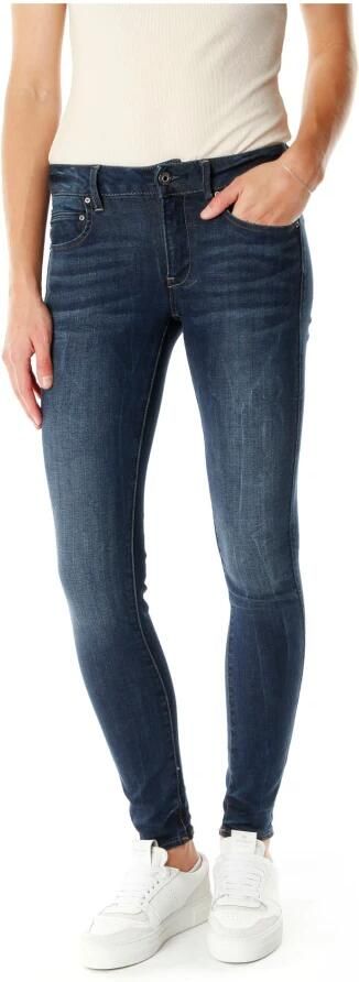 G-Star RAW Midge Zip Mid-Waist Skinny Jeans Donkerblauw Dames - Foto 5
