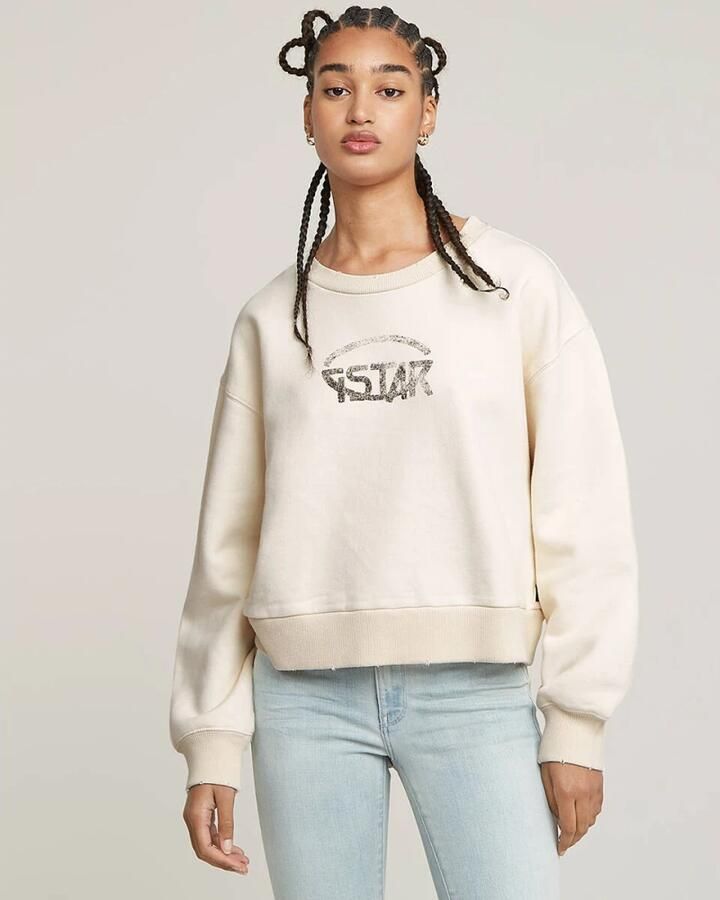 G-Star Logo Loose Sweater voor Vrouwen White Dames - Foto 7