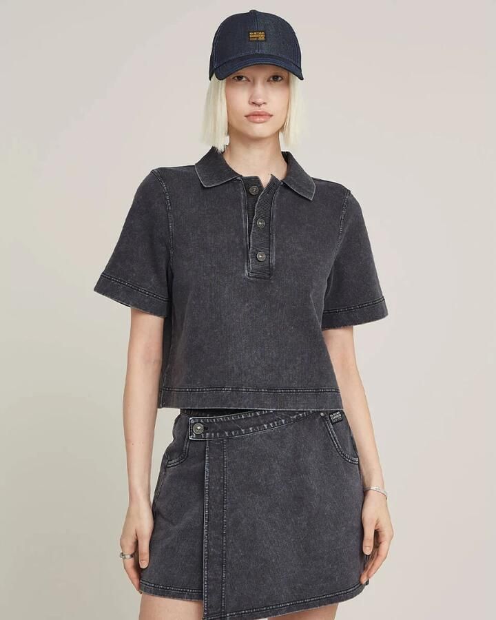 G-Star Overdyed Polo Sweatshirt voor Vrouwen Black Dames