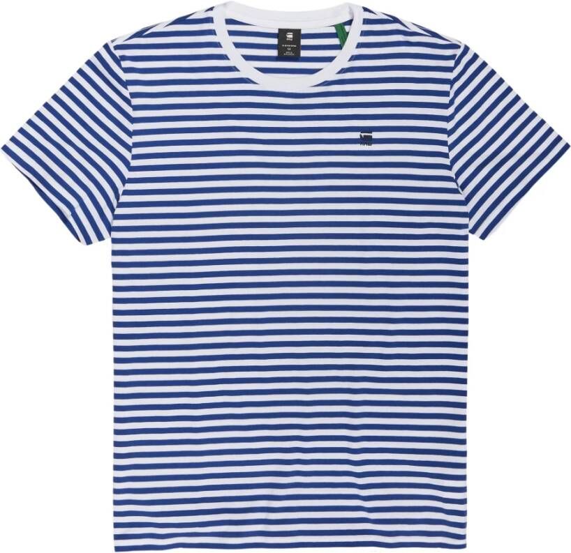 G-Star T-Shirt- GS Stripe S S R-N Blauw Heren