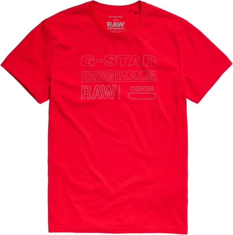 G-Star Biologisch Katoenen Heren T-Shirt Red Heren