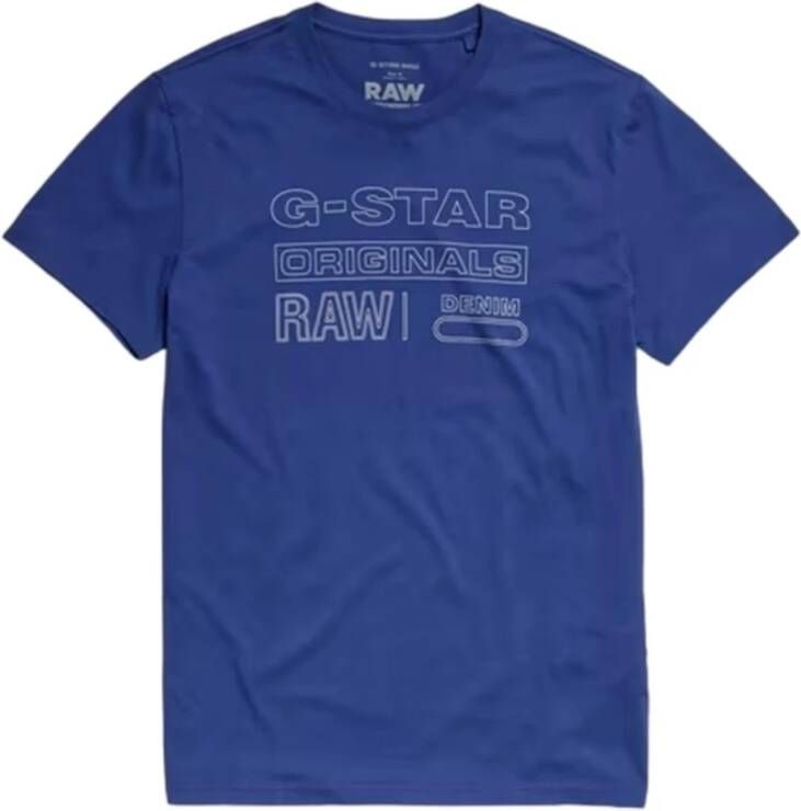 G-Star T-Shirts Blauw Heren