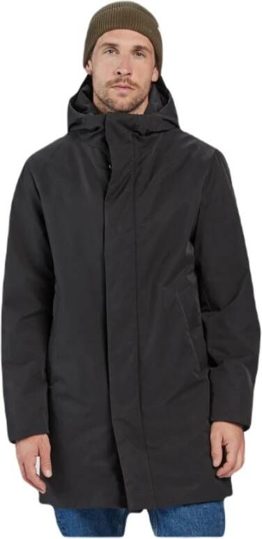 Gabba Zwarte Parka met Capuchon en Ritssluiting Zwart Heren