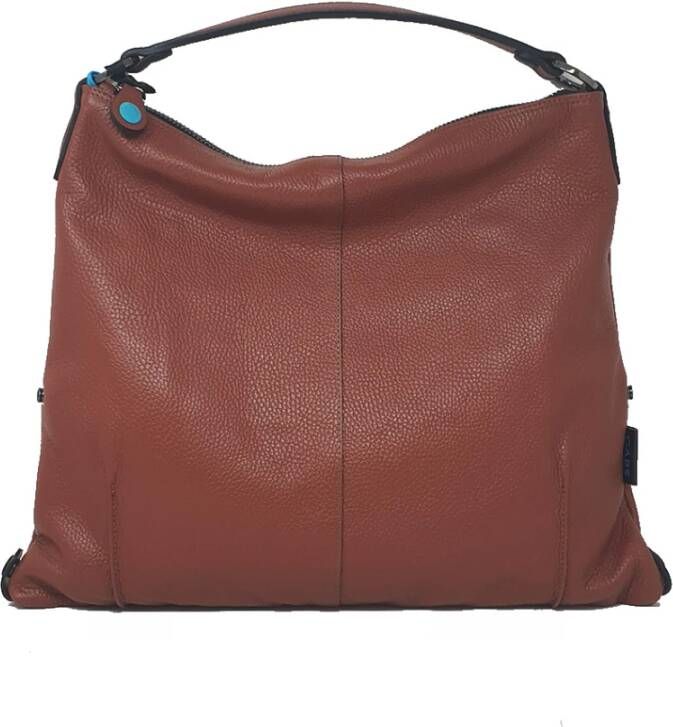 Gabs Bruine Leren Schoudertas met Multicolor Band Bruin Dames