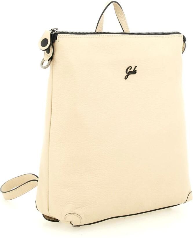 Gabs Elegante Leren Rugzak met Ritssluiting Beige Dames