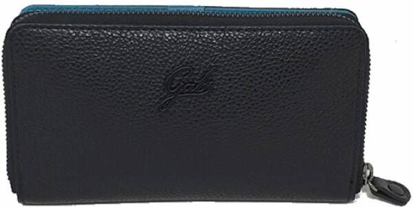 Gabs Zwarte leren portemonnee met ritssluiting en knoopsluiting Zwart Dames