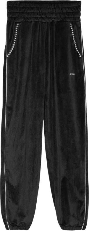 Gaëlle Paris Fluwelen broek met sprankelende details Black Dames