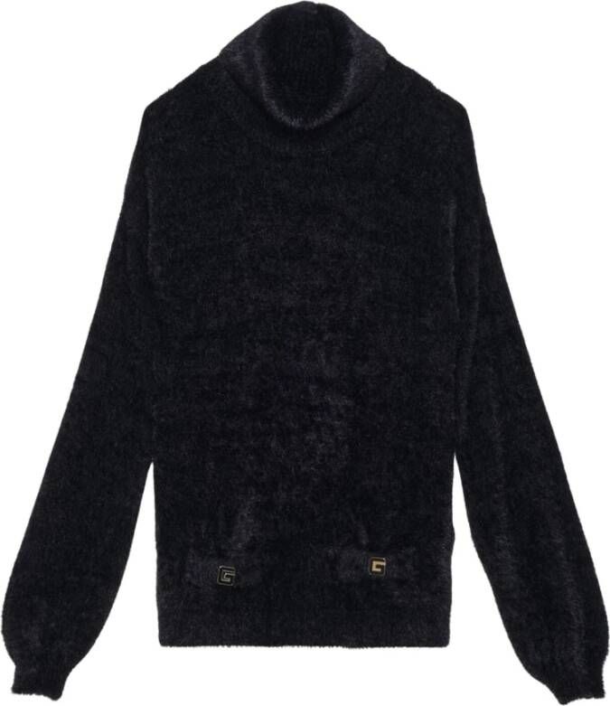 Gaëlle Paris Chenille Dolcevita Trui met Zakken Black Dames