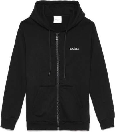 Gaëlle Paris Heren Zip Hoodie met Logo op de Achterkant Regular Fit Zwart Heren