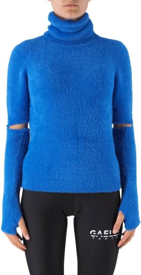 Gaëlle Paris Korte Mouw Gebreide Coltrui met Blauwe Handschoenen Blue Dames