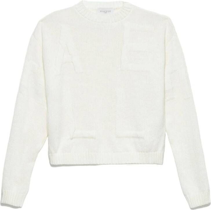 Gaëlle Paris Korte Trui van Wolmix met Logodetail White Dames