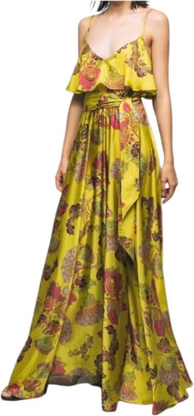 Gaëlle Paris Elegante Satijnen Jurk met Dynamische Snit Multicolor Dames