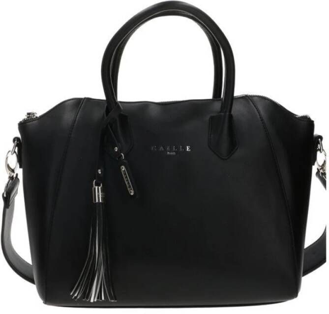 Gaëlle Paris Hoogwaardige Zwarte Gaelle Tas met Opvallend Logo en Afneembare Band Black Dames