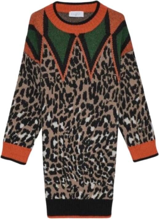 Gaëlle Paris Luipaardprint Lange Mouw Jurk Multicolor Dames