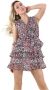 Gaëlle Paris Georgette Jurk met Ruches en Animal Print Multicolor Dames - Thumbnail 1