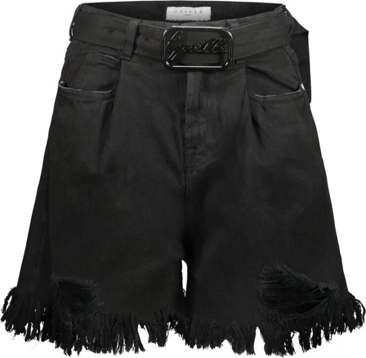 Gaëlle Paris Zwarte Dames Fringed Shorts met Afneembare Riem Black Dames