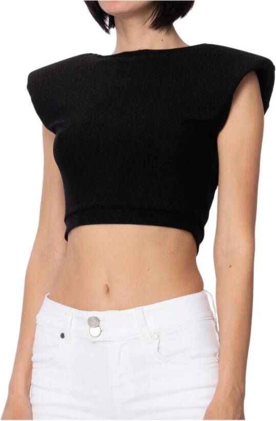 Gaëlle Paris Lurex Gewatteerde Band Crop Top Black Dames