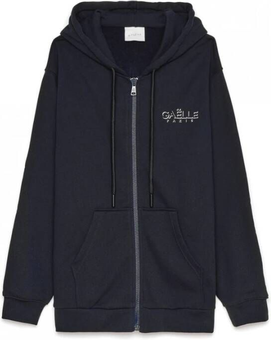 Gaëlle Paris Heren Zip-Up Hoodie met Borstprint Blue Heren