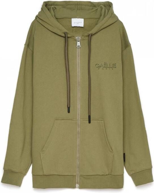Gaëlle Paris Heren Zip-Up Hoodie met Borstprint Green Heren