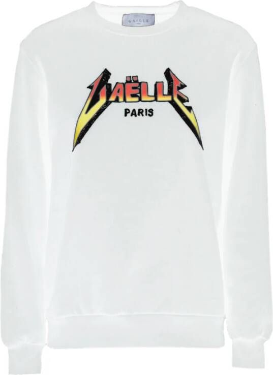 Gaëlle Paris Witte Katoenen Trui met Metal Band Logo White Dames