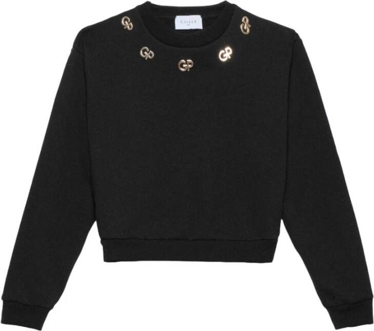 Gaëlle Paris Zwarte Cropped Sweater met Gouden Logo Zwart Dames