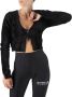 Gaëlle Paris Zwarte Logo Knoop Crop Cardigan Zwart Dames - Thumbnail 1