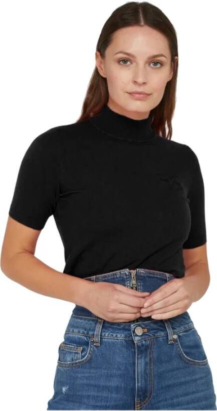 Gaëlle Paris Zwarte Polyamide Sweater met Logo Borduursel Black Dames